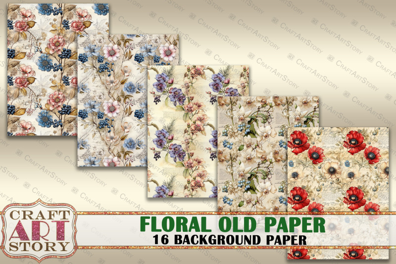 kit-backgrounds-floral-old-paper-print-collage-sheets-floral