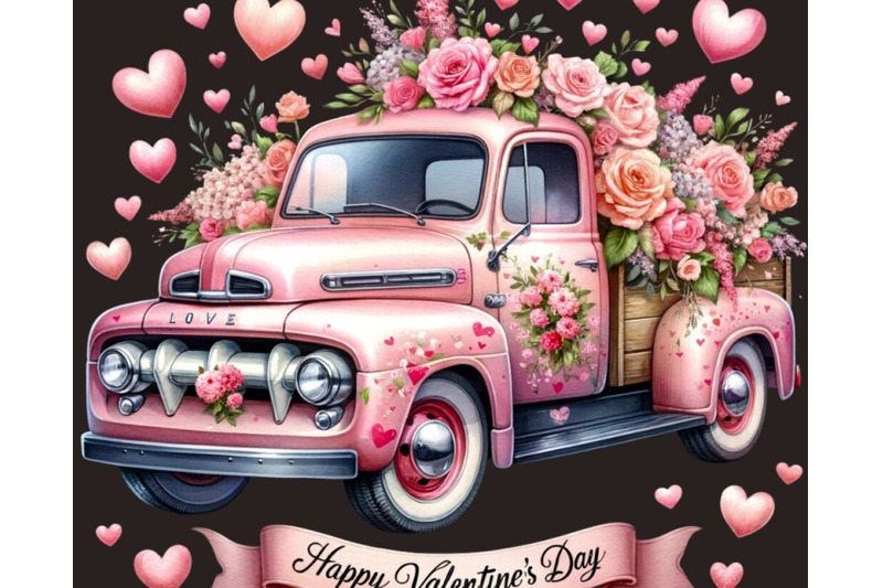 valentines-day-pink-truck-png-instant-download