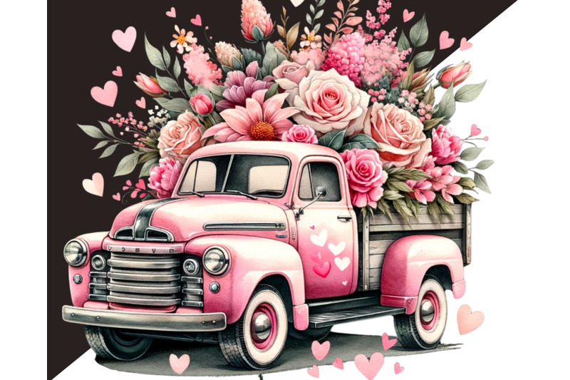 valentines-day-pink-truck-png-instant-download