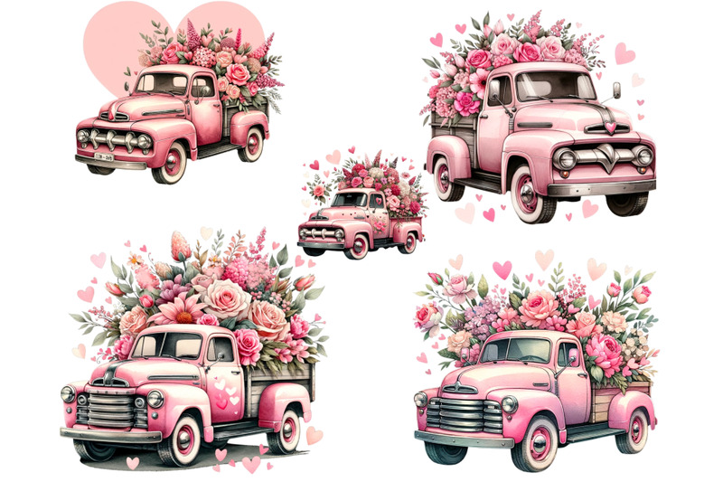 valentines-day-pink-truck-png-instant-download