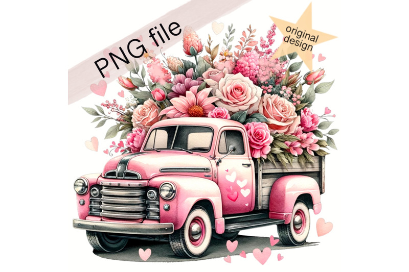 valentines-day-pink-truck-png-instant-download