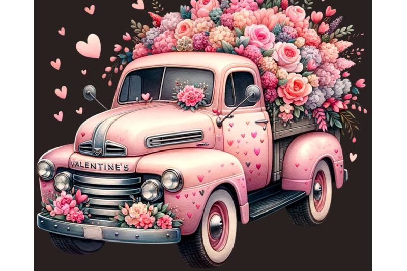 valentines-day-pink-truck-png-instant-download