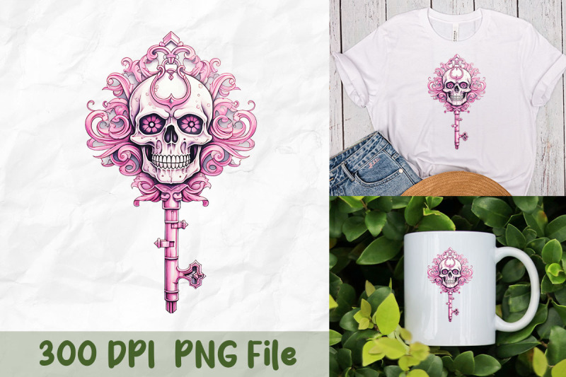 floral-key-skeleton-design