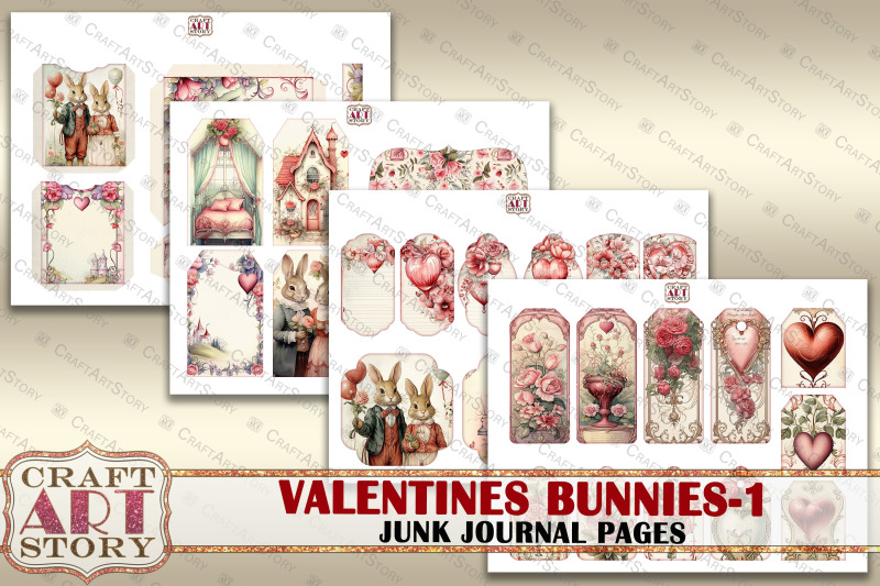 valentines-bunnies-in-love-1-junk-journal-kit-collage