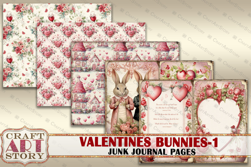 valentines-bunnies-in-love-1-junk-journal-kit-collage