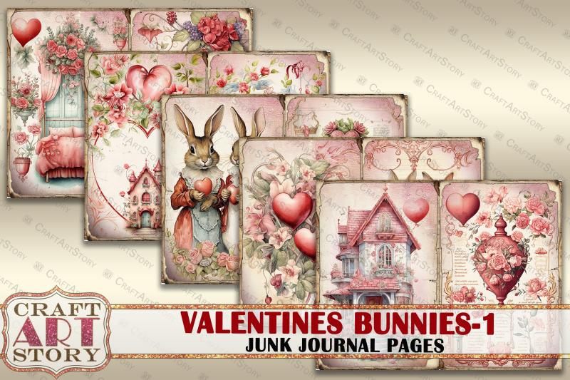 valentines-bunnies-in-love-1-junk-journal-kit-collage