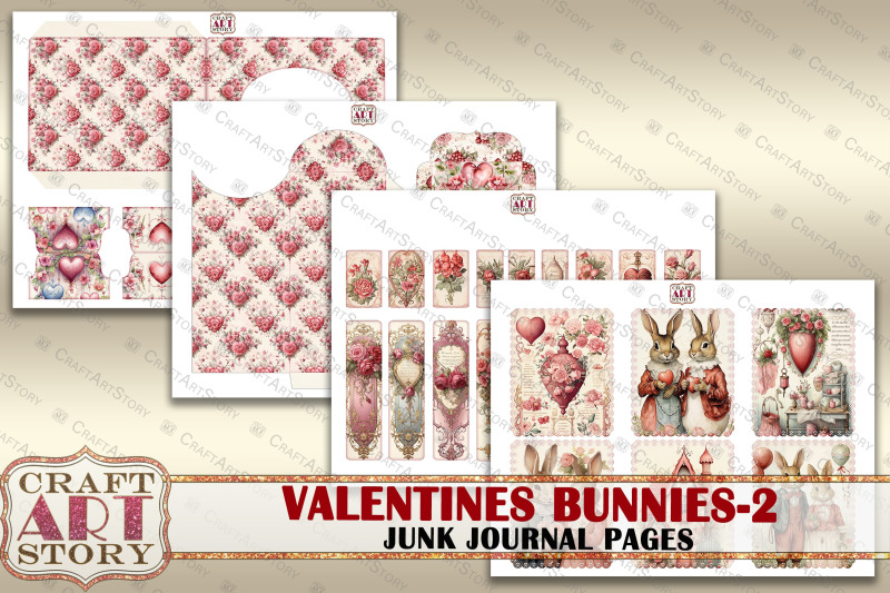 valentines-bunnies-in-love-2-junk-journal-kit-collage