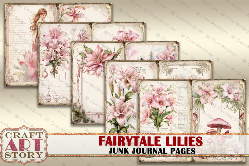 fairytale-lilies-1-fantasy-junk-journal-pages