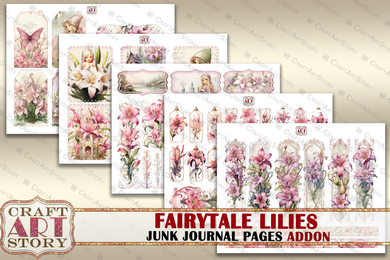 fairytale-lilies-fantasy-junk-journal-pages-addon