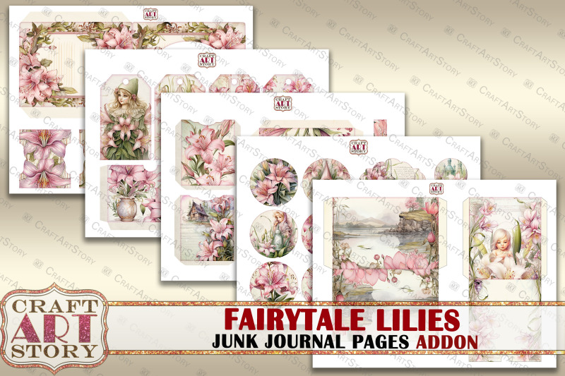 fairytale-lilies-fantasy-junk-journal-pages-addon