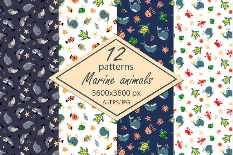 sea-animals-digital-paper-seamless-patterns
