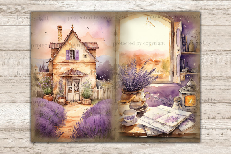 lavender-junk-journal-pages-vintage-botanical-ephemera