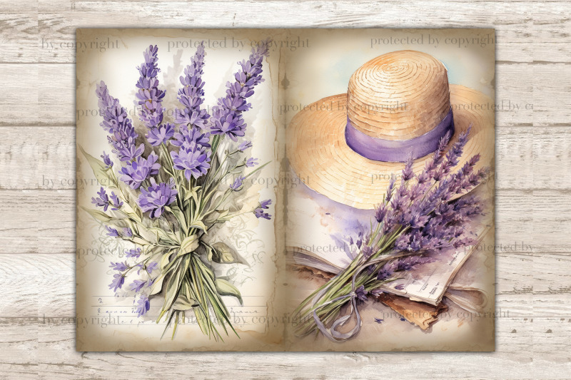 lavender-junk-journal-pages-vintage-botanical-ephemera