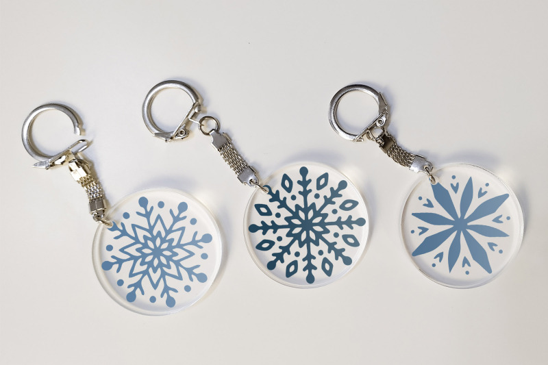 snowflake-keychain-bundle-svg-winter-key-chain-design