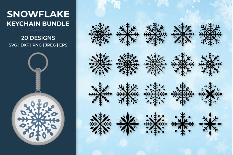 snowflake-keychain-bundle-svg-winter-key-chain-design
