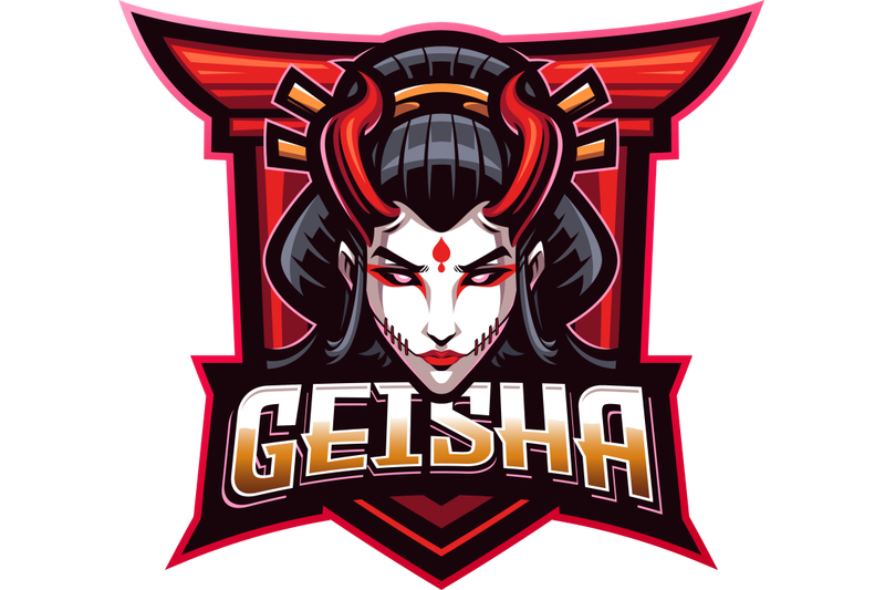geisha-head-mascot-logo-design