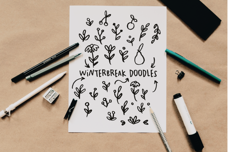 winterbreak-font-and-doodles-set
