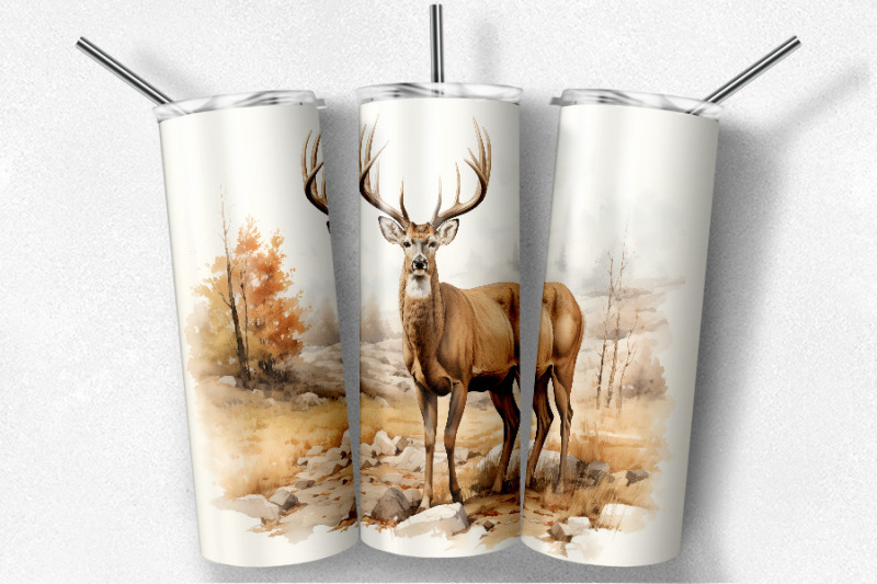 watercolor-deer-20-oz-skinny-tumbler-design