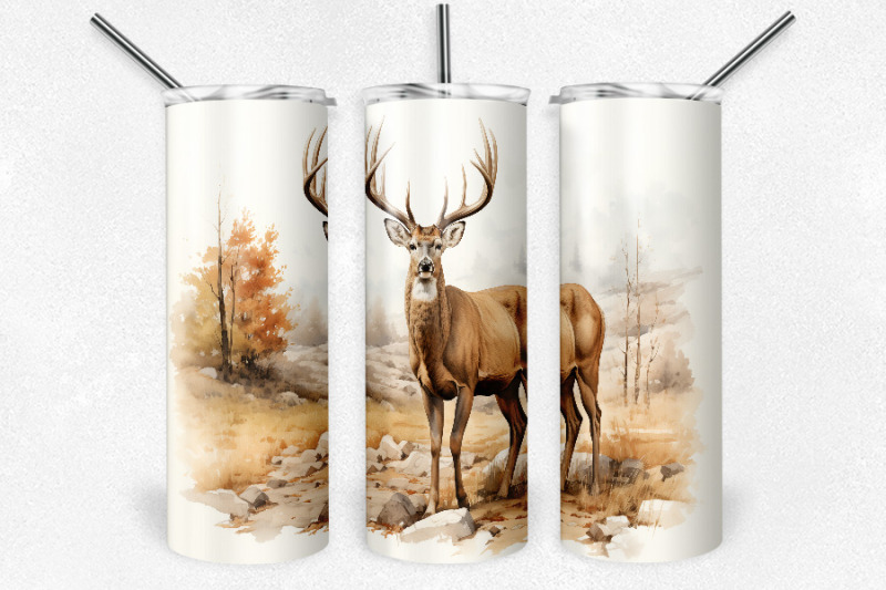 watercolor-deer-20-oz-skinny-tumbler-design