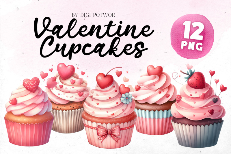 cute-watercolor-valentine-cupcakes-bundle-png-cliparts