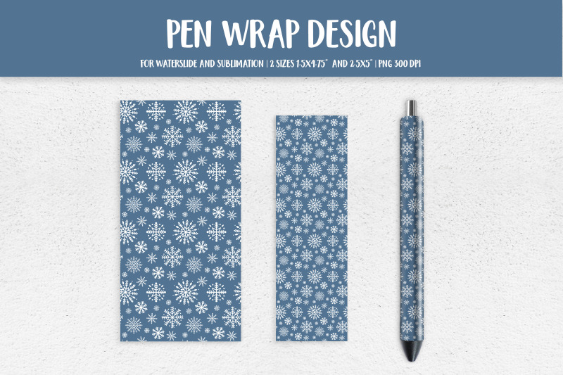 winter-snowflakes-pen-wrap-sublimation-blue-pen-design-png