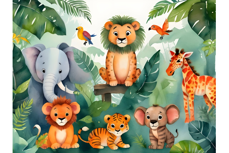 jungle-animals-cartoon-set