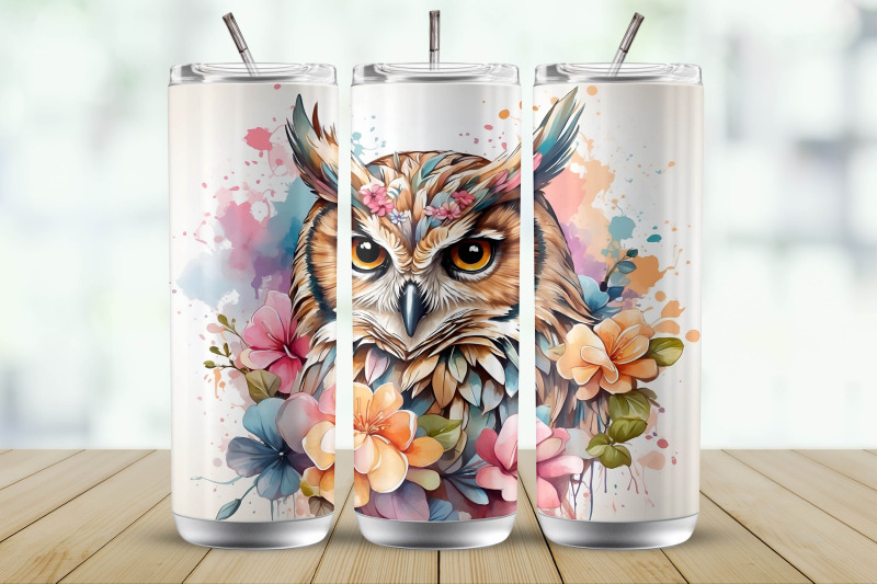 owl-watercolor-20-oz-tumbler-wrap