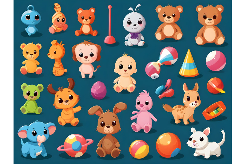 various-toys-collection-vector-illustration