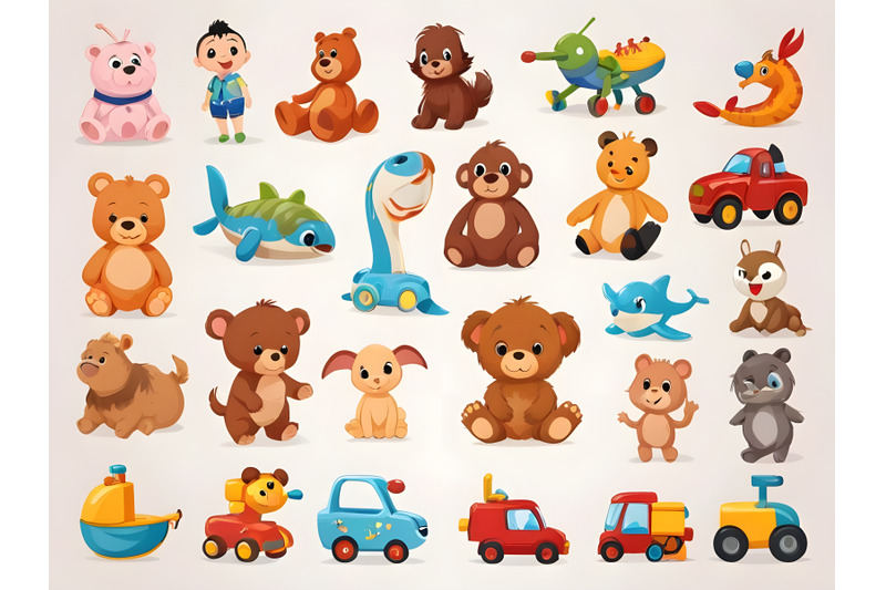 various-toys-collection-vector-illustration