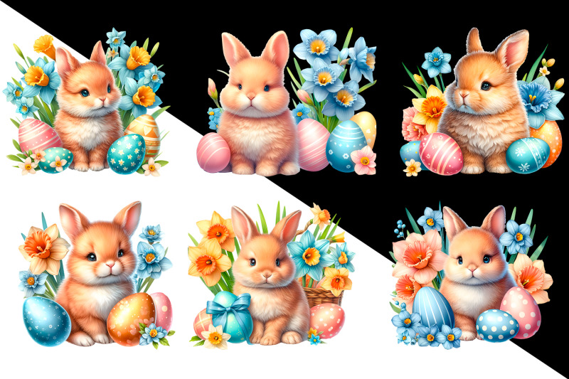 cute-easter-watercolor-clipart-easter-bunny-animals