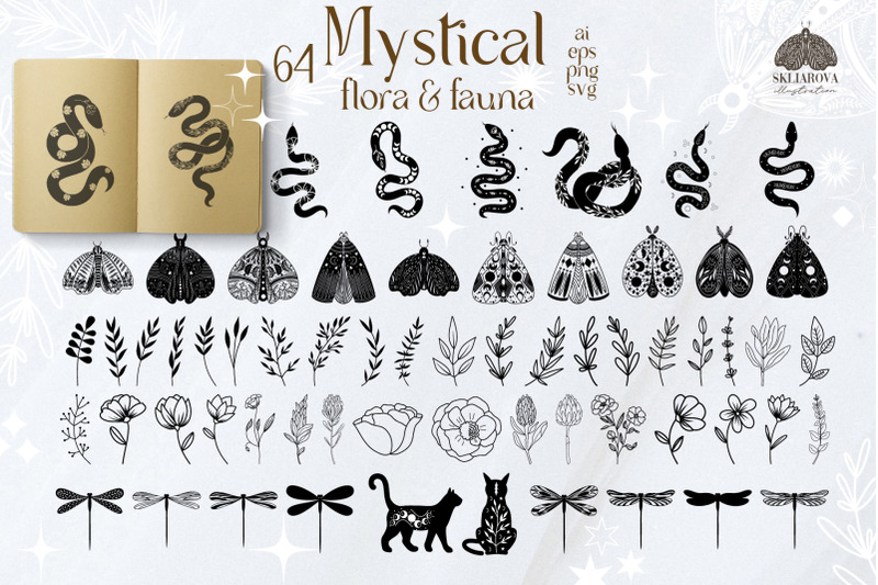 mystical-animals-and-flowers-svg-png-eps