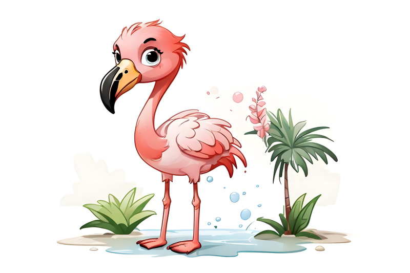 a-2d-cartoon-flamingo