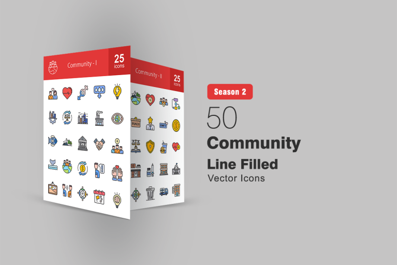 50-community-filled-line-icons