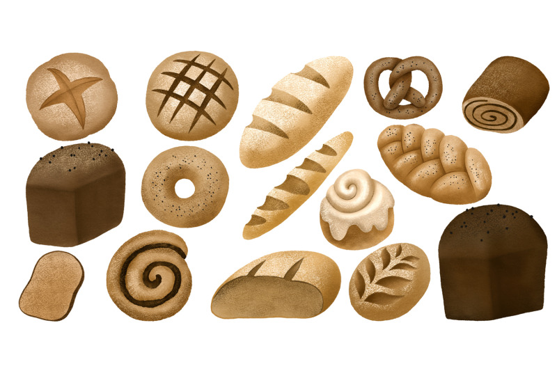 set-of-fresh-breads-breads-and-pastry-isolated-clipart-whole-grain