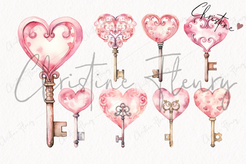 watercolor-valentine-keys-clipart