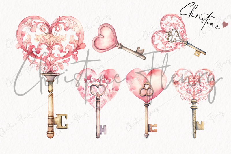 watercolor-valentine-keys-clipart