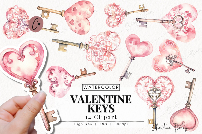 watercolor-valentine-keys-clipart