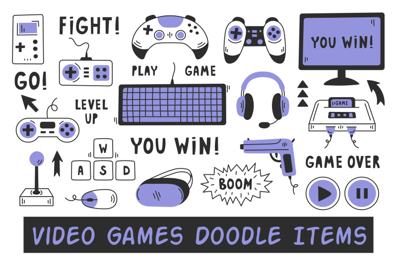 video-games-doodle-items