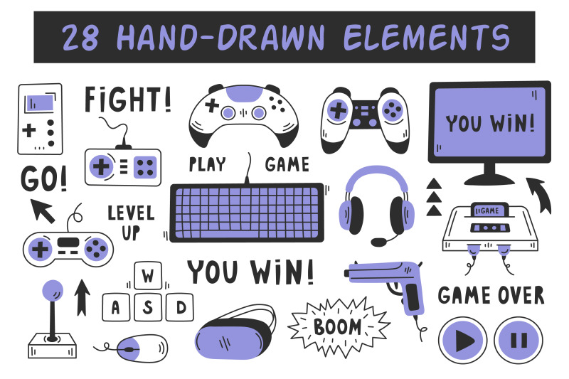 video-games-doodle-items