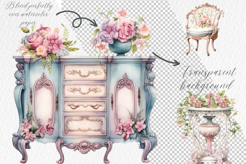 watercolor-victorian-pastel-furniture