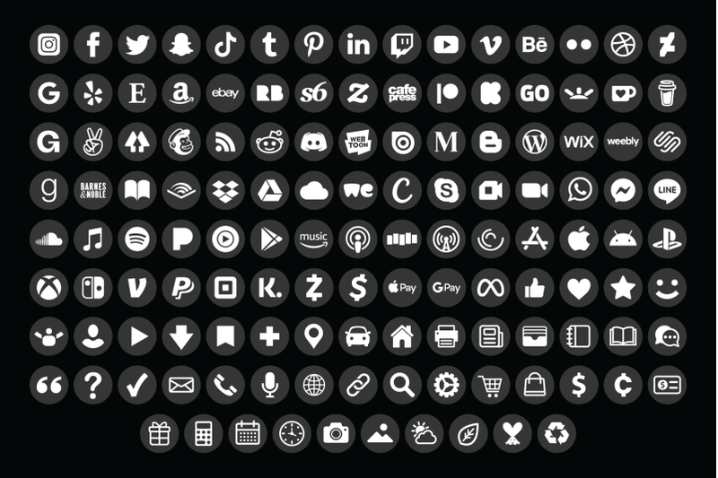 dark-gray-circle-social-media-icons-set