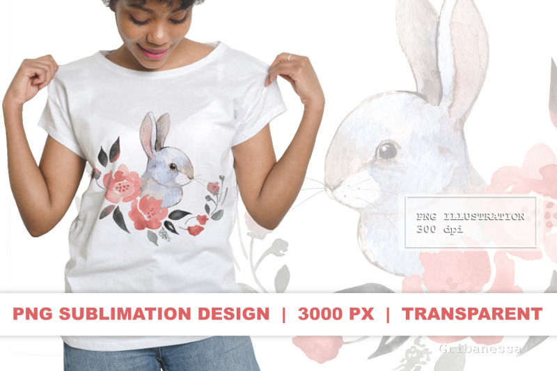 rabbit-png-watercolor-bunny-sublimation-design