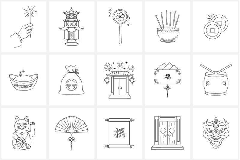 chinese-new-year-line-icon-set-lunar-new-year