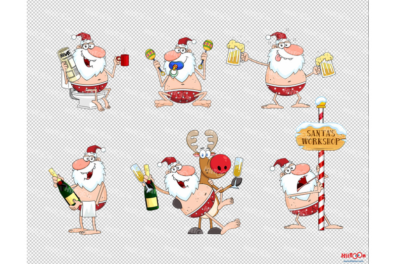 funny-christmas-cartoon-clipart-set