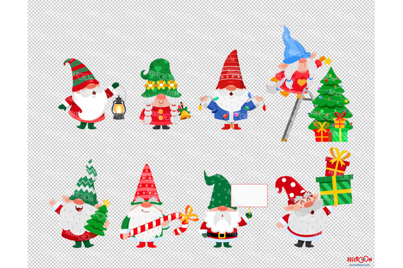 christmas-gnomes-cartoon-clipart-set