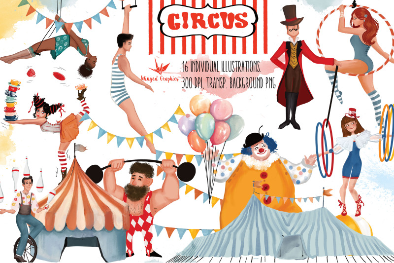 circus-arts-set-of-16-illustrations