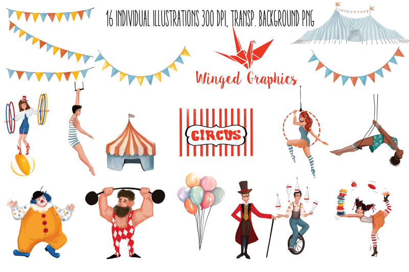 circus-arts-set-of-16-illustrations