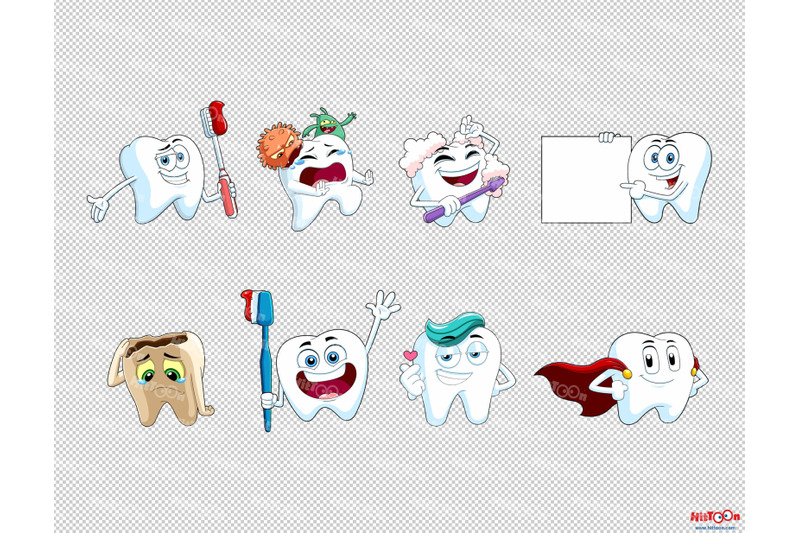 tooth-cartoon-clipart-set