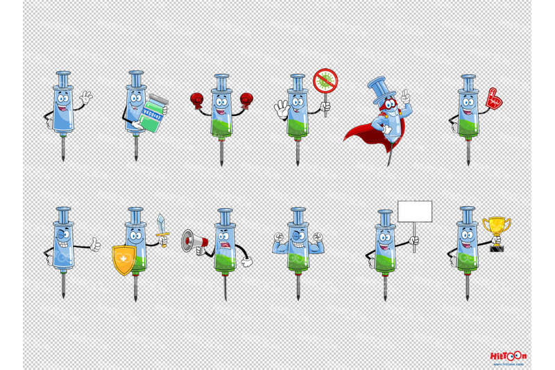 syringe-vaccine-cartoon-clipart-set