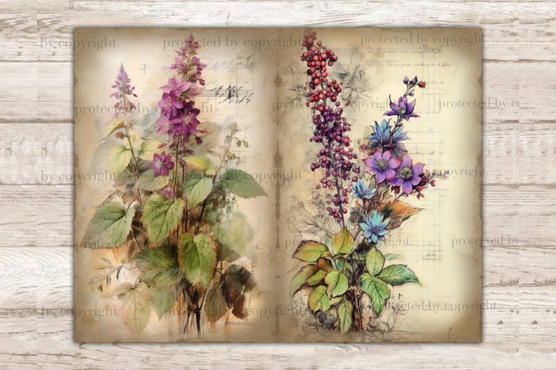 flowers-junk-journal-pages-berries-ephemera